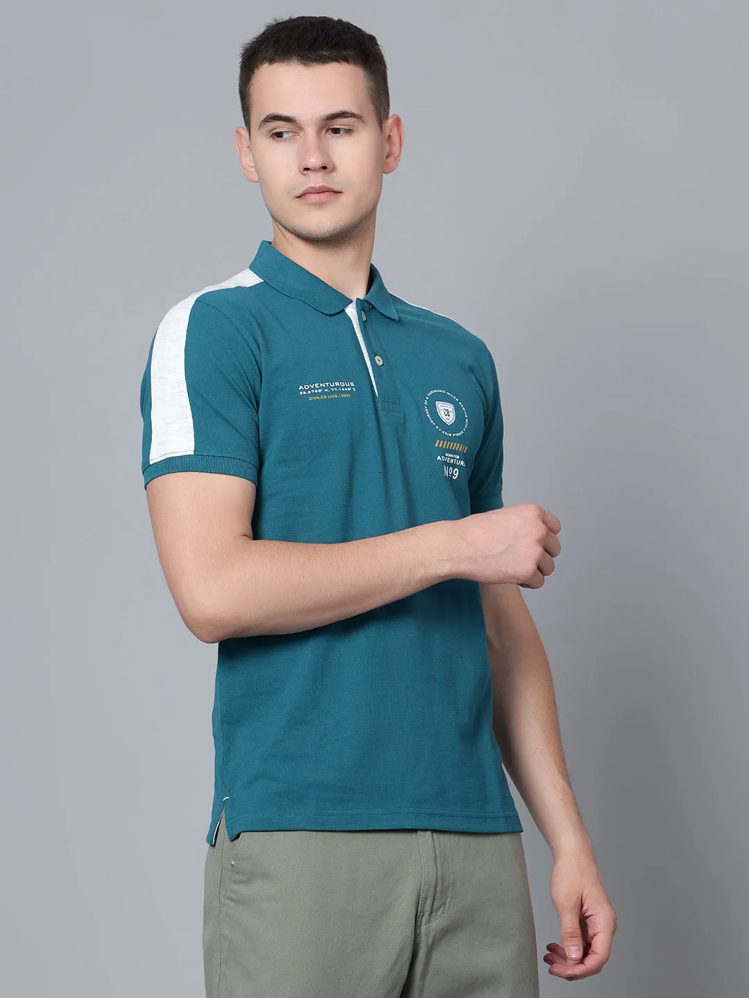 Men Teal Polo T-Shirt