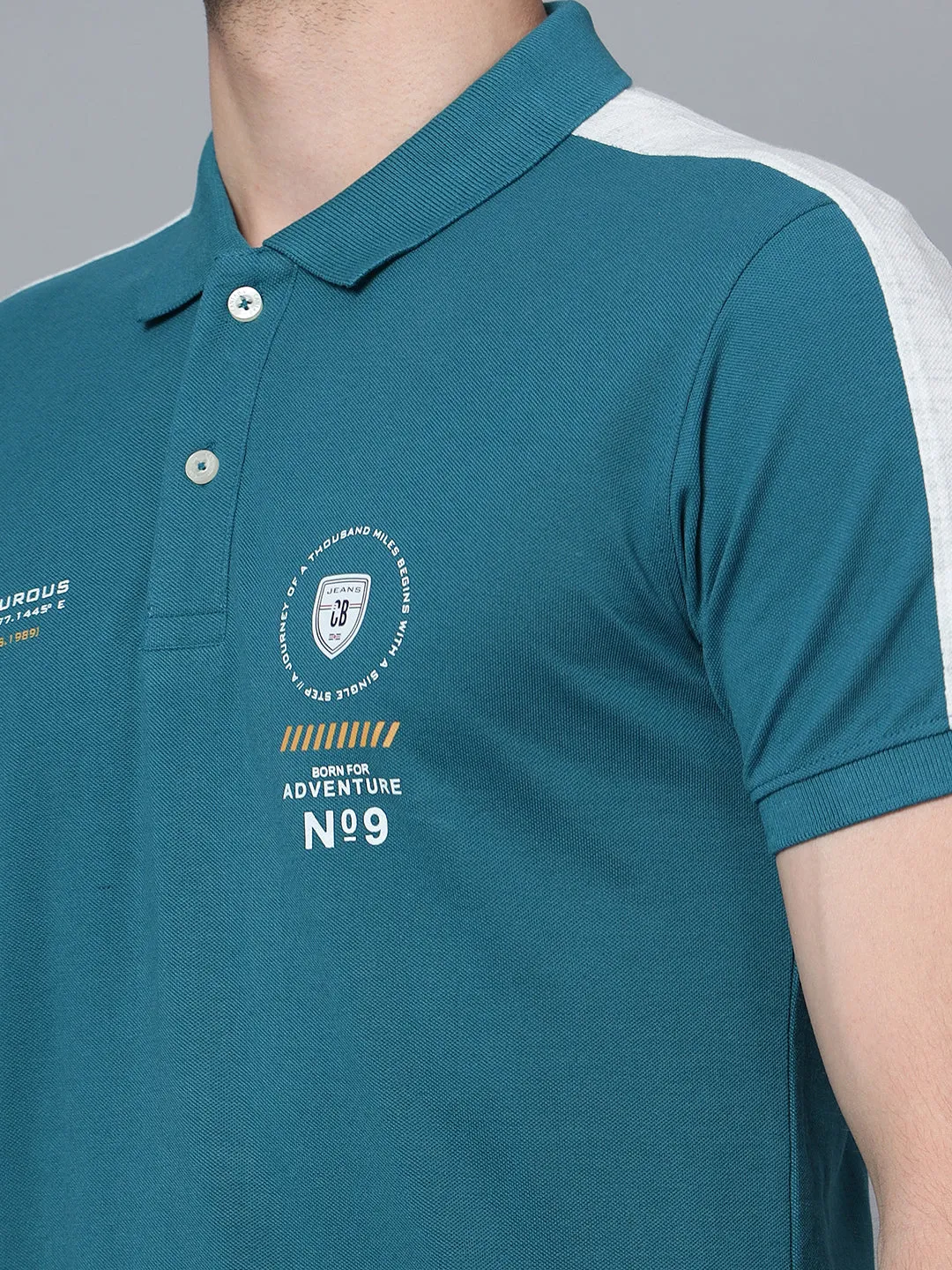 Men Teal Polo T-Shirt