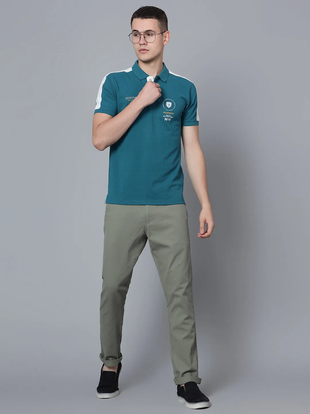 Men Teal Polo T-Shirt