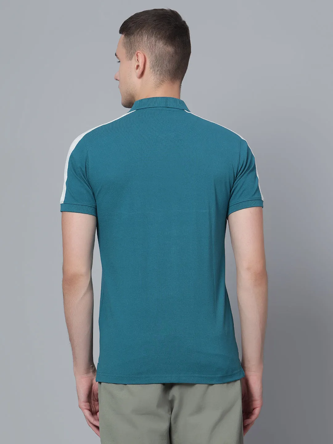 Men Teal Polo T-Shirt