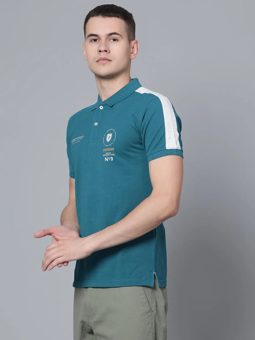 Men Teal Polo T-Shirt