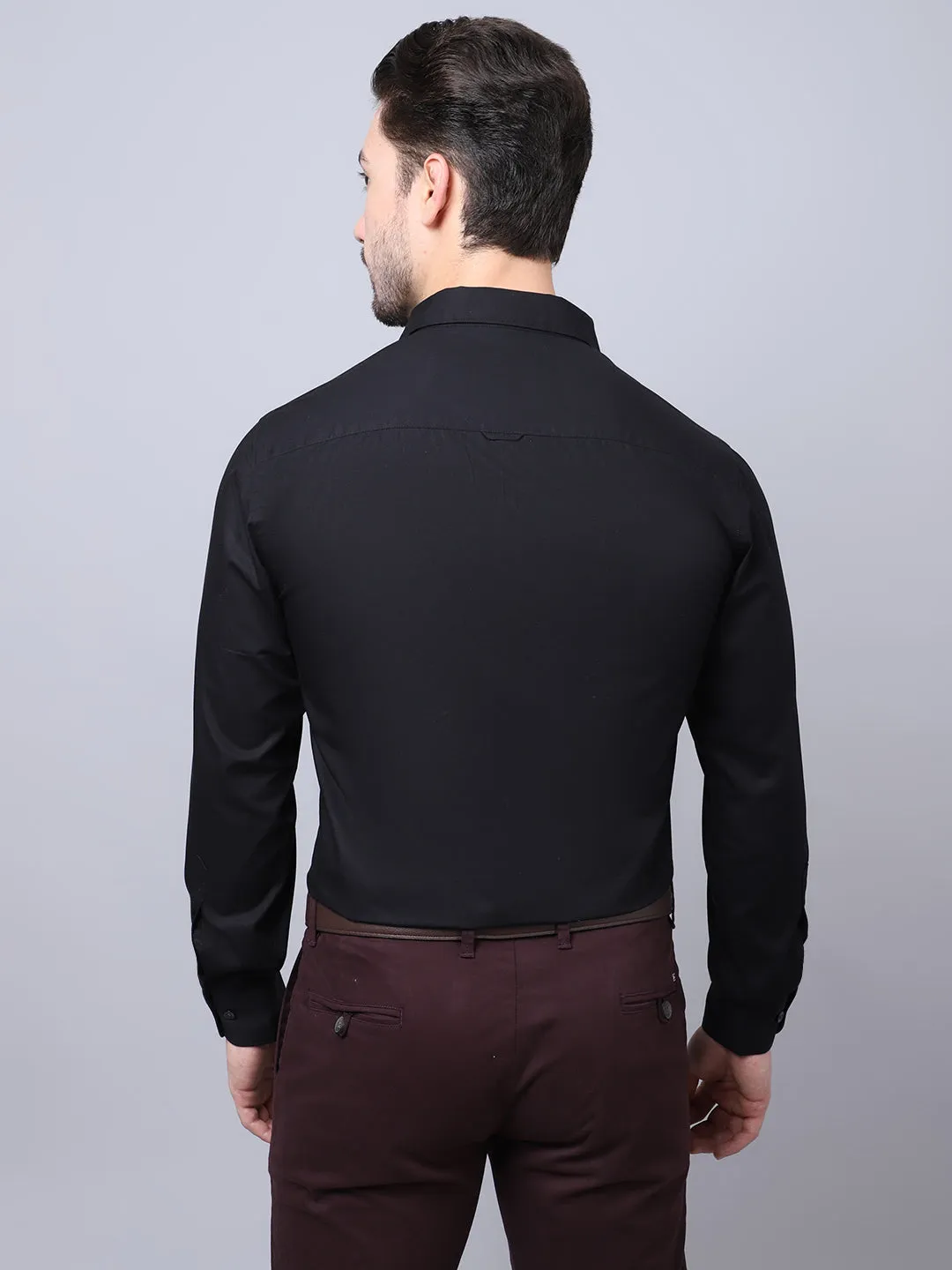 Men's Black Casual Plain Full Sleeve Shirt