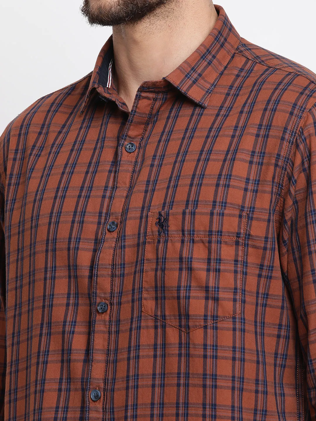 Men's Brown Casual Medium Checks Full Sleeve Shirt