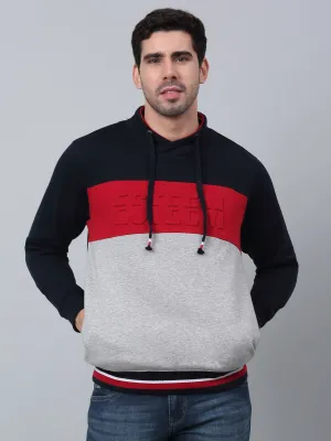 Men's Color Blocked Grey Melange Full Sleeves Round Neck Casual Sweatshirt