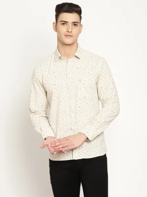 Men's Ecru Casual Ditsy Print Full Sleeve Shirt