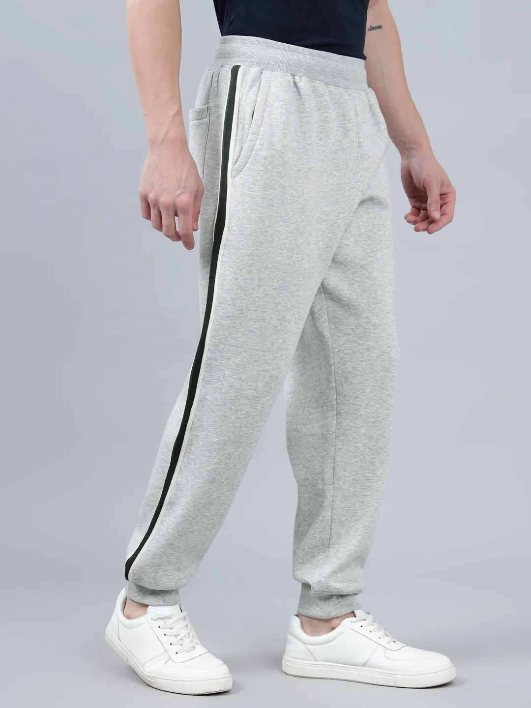 Men's Grey Solid Winter Track Pant