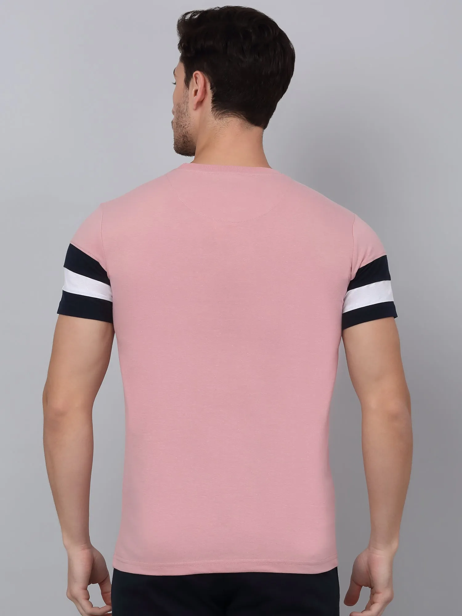 Men's Pink Printed Round Neck T-shirt