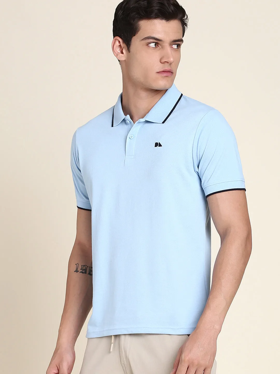 Men's Soft And Stretchy Fabric Blue Casual Polo Tshirt