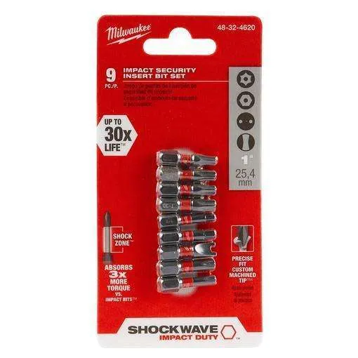 Milwaukee 48-32-4620 SHOCKWAVE 9PC 1" Security Impact Bit Set