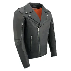 Milwaukee Leather MLM1516 Black Real Leather Motorcycle Jacket for Men – Vintage Brando Style Biker Jacket