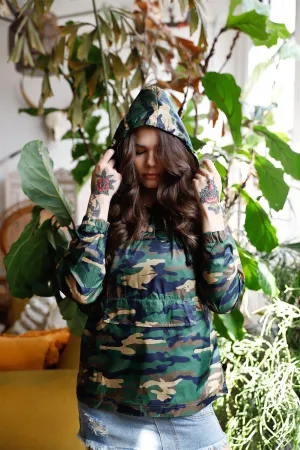 Olive Camo Lightweight Hooded Anorak Jacket /3-1-3