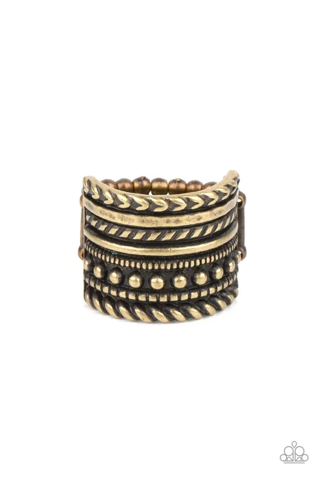 Paparazzi Ring ~ Stacked Odds - Brass