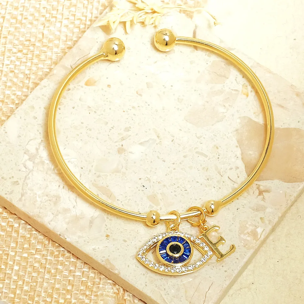 Personalized Initial Evil Eye Bracelet   Gift Box