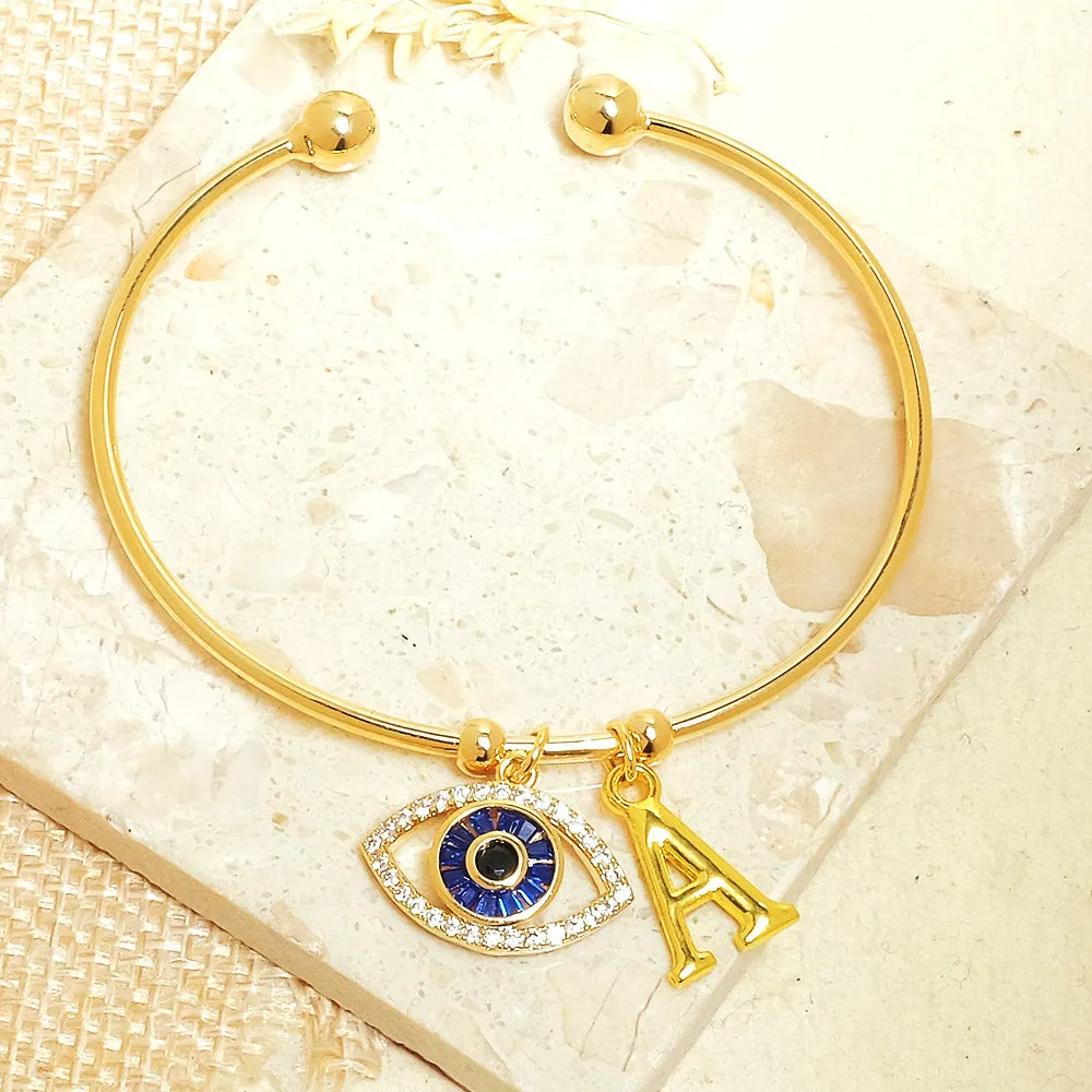 Personalized Initial Evil Eye Bracelet   Gift Box