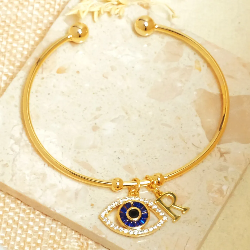 Personalized Initial Evil Eye Bracelet   Gift Box