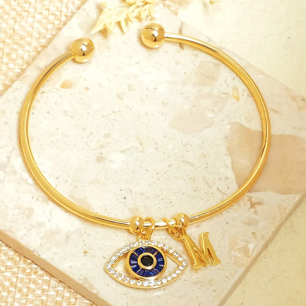 Personalized Initial Evil Eye Bracelet   Gift Box