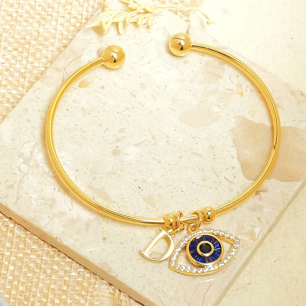 Personalized Initial Evil Eye Bracelet   Gift Box