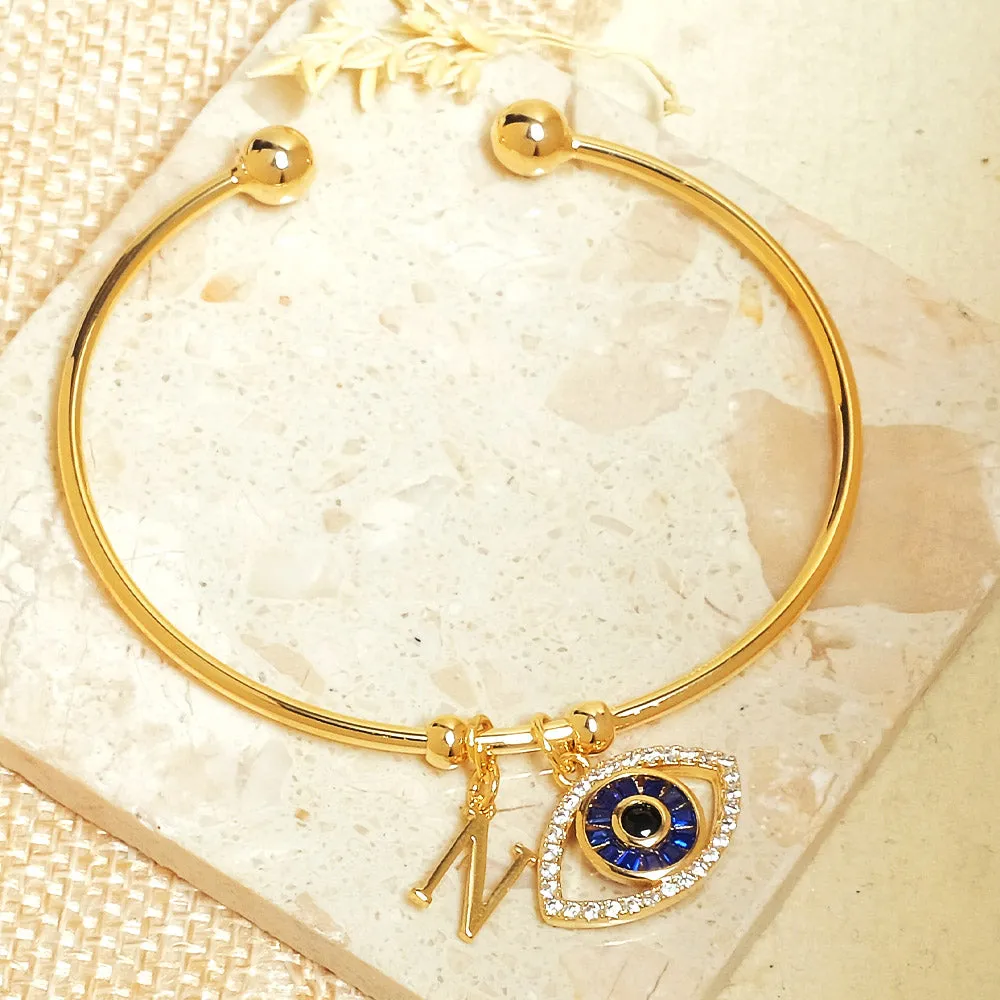 Personalized Initial Evil Eye Bracelet   Gift Box