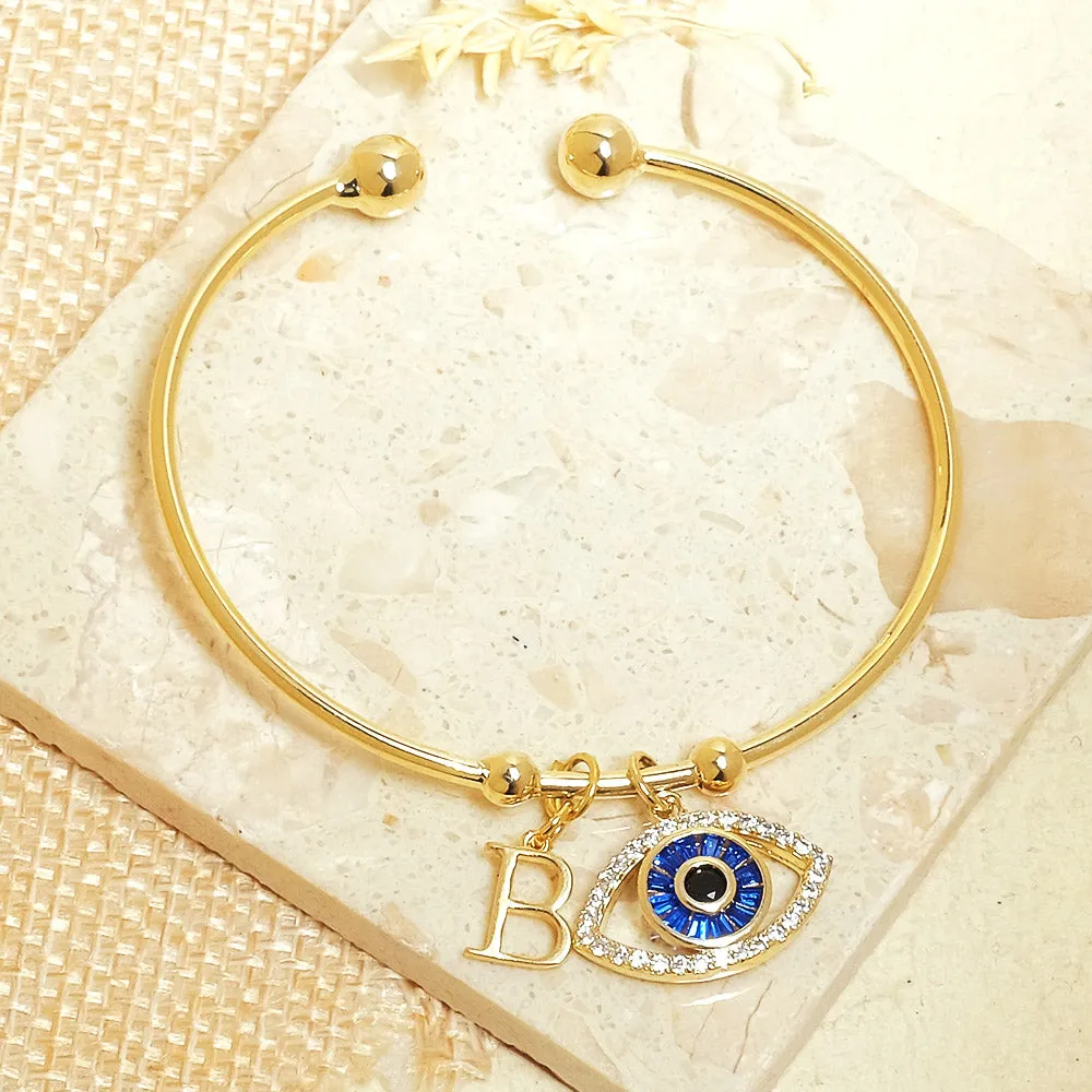 Personalized Initial Evil Eye Bracelet   Gift Box