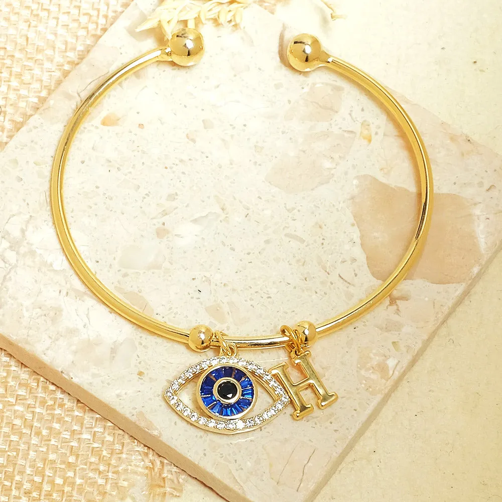 Personalized Initial Evil Eye Bracelet   Gift Box