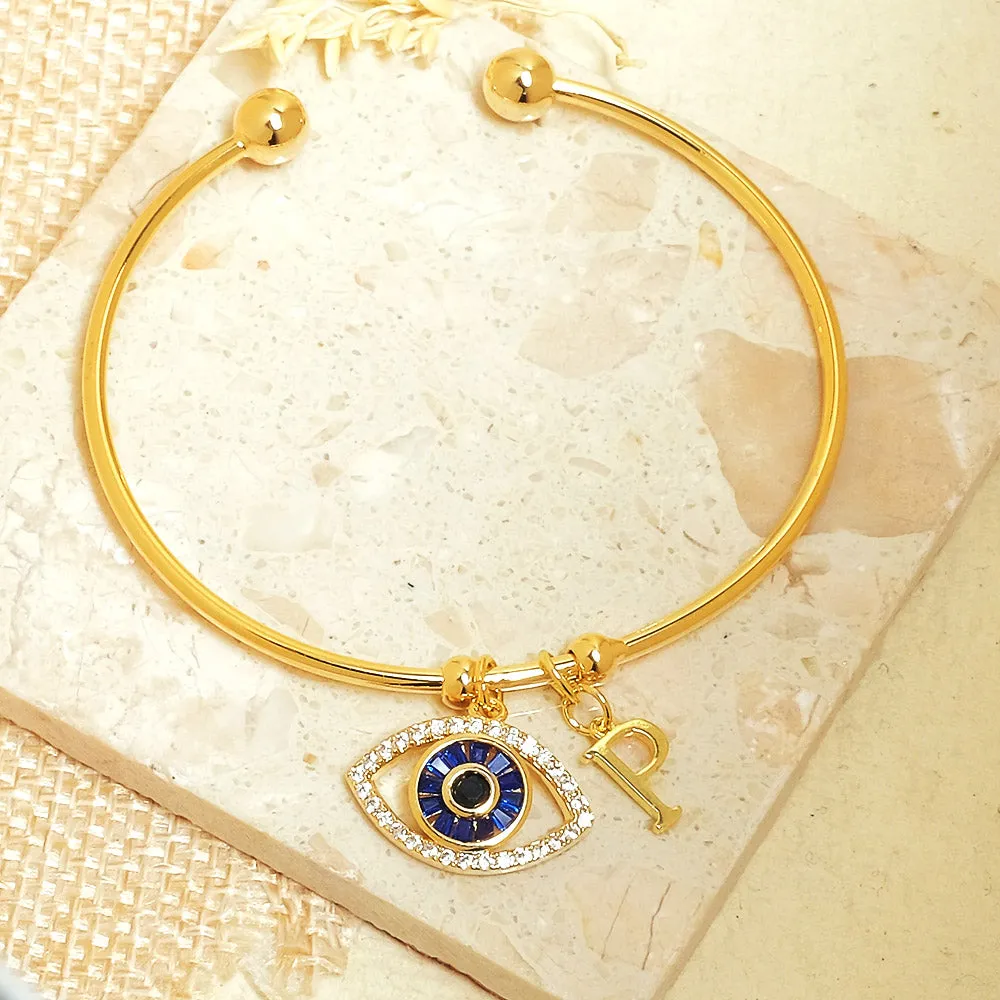 Personalized Initial Evil Eye Bracelet   Gift Box