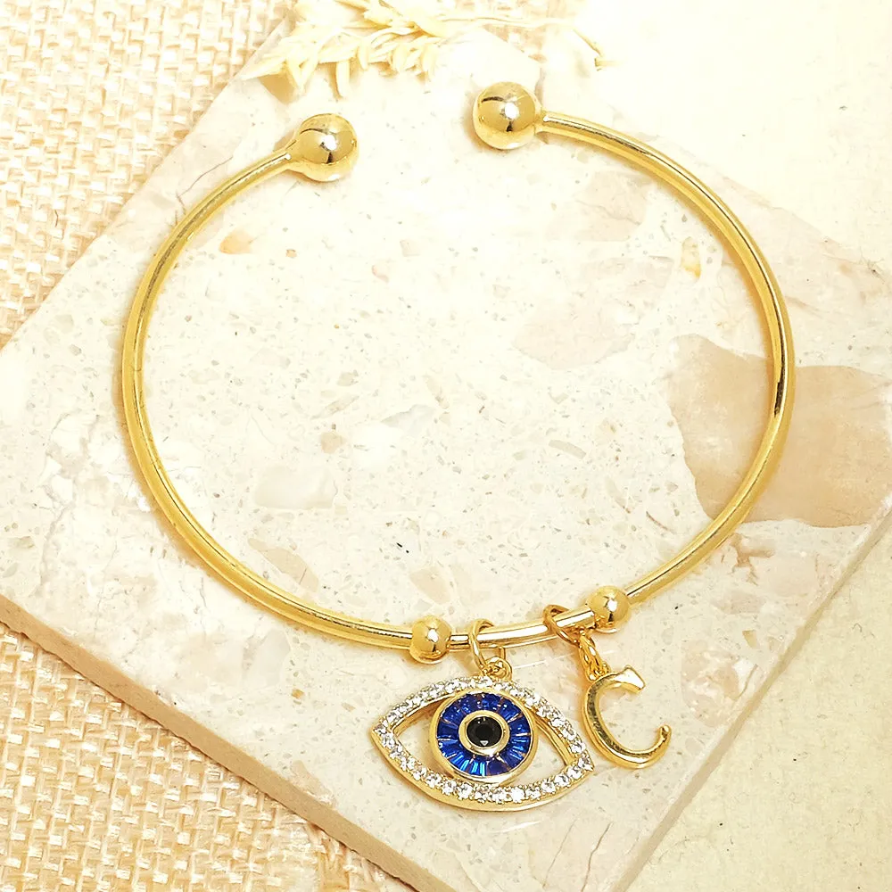 Personalized Initial Evil Eye Bracelet   Gift Box