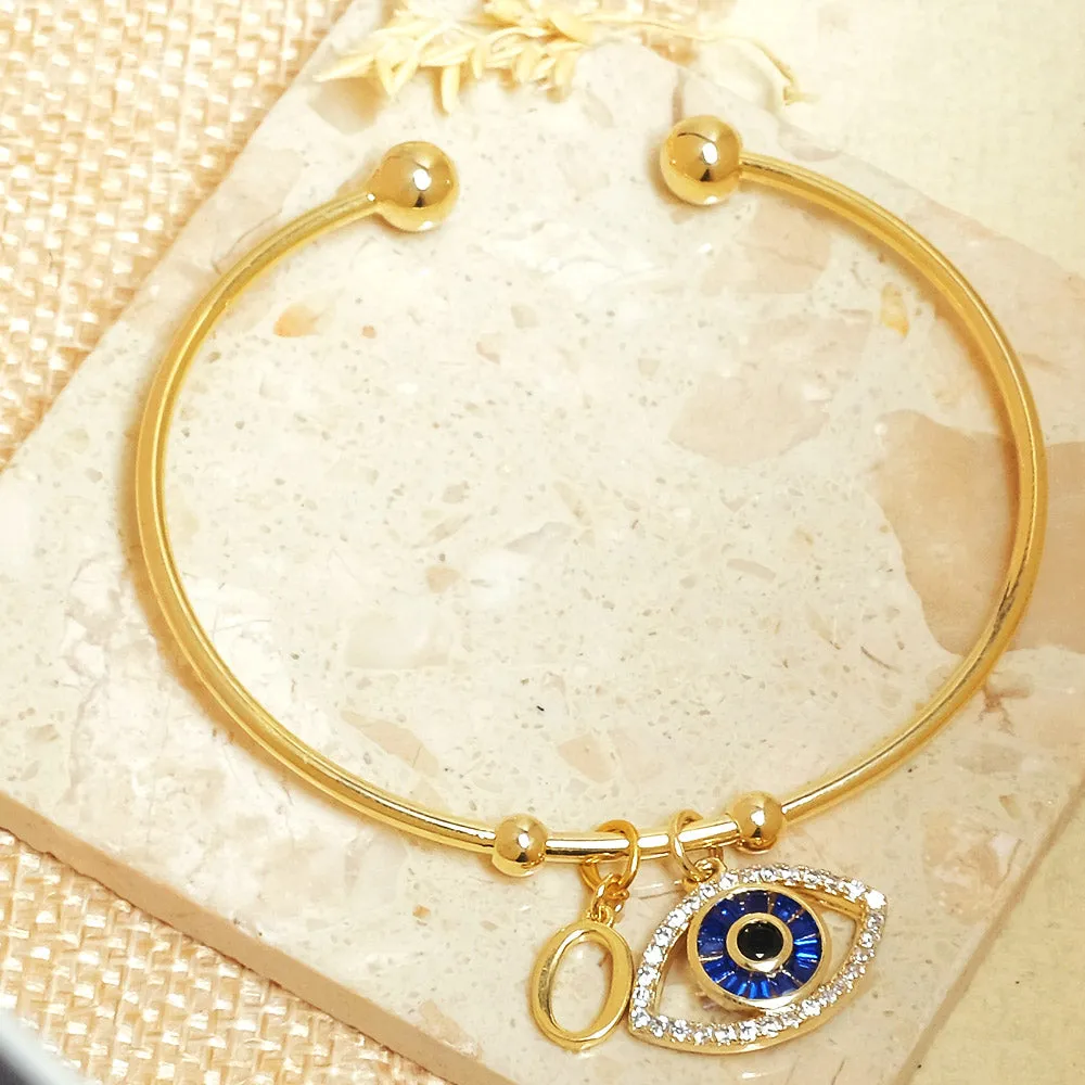 Personalized Initial Evil Eye Bracelet   Gift Box