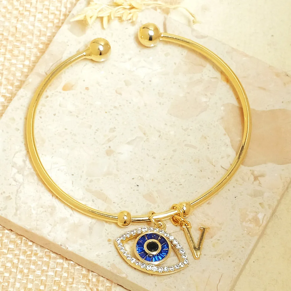 Personalized Initial Evil Eye Bracelet   Gift Box