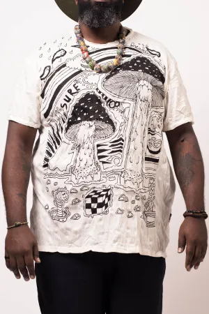 Plus Size Sure Design Men's Magic Mushroom T-Shirt White