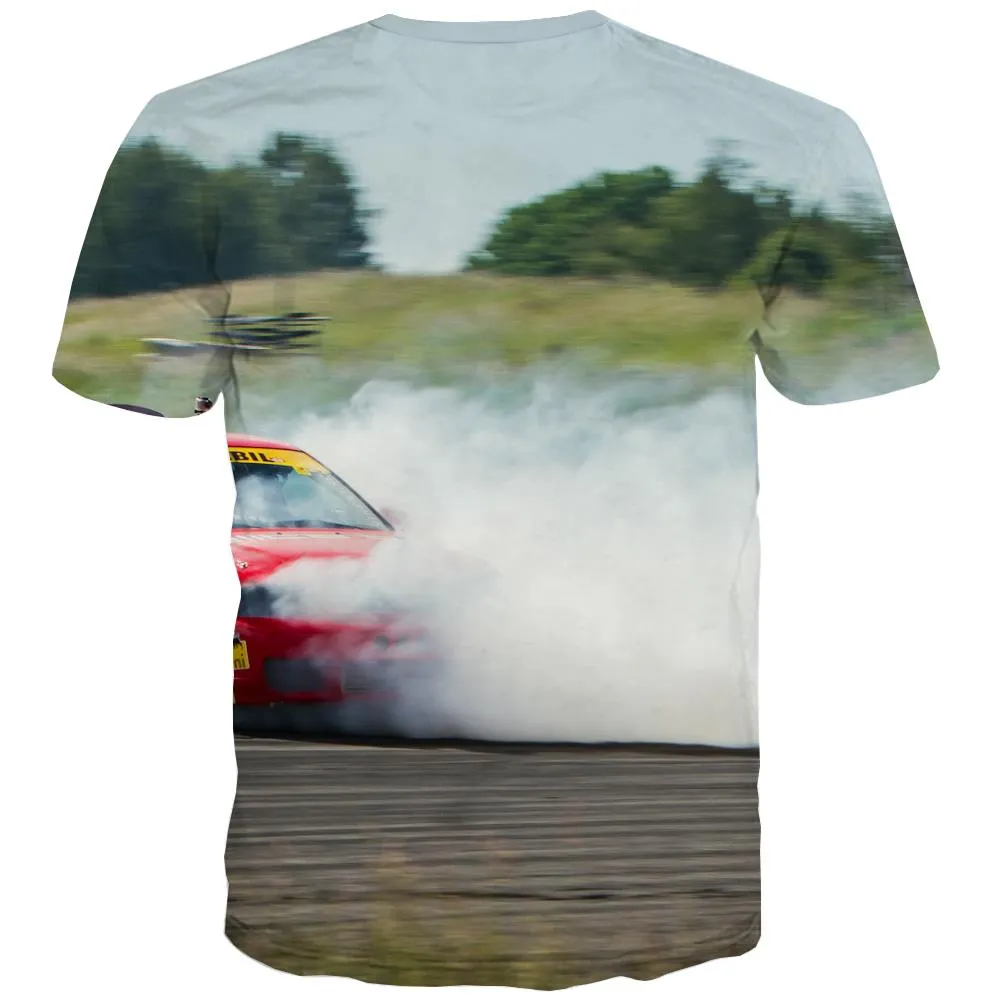 Racing Car T shirts Men Metal T shirts Funny City T-shirts 3d Gray Tshirt Printed Retro Shirt Print