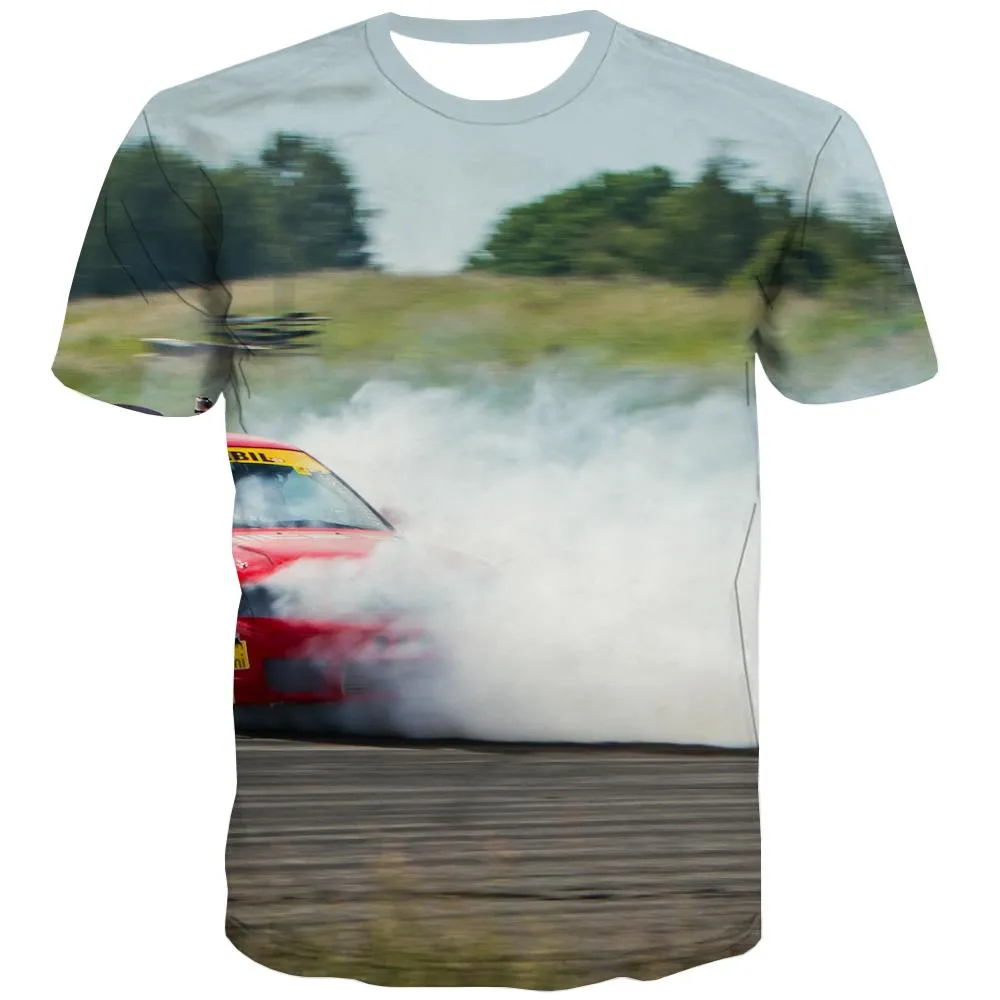 Racing Car T shirts Men Metal T shirts Funny City T-shirts 3d Gray Tshirt Printed Retro Shirt Print