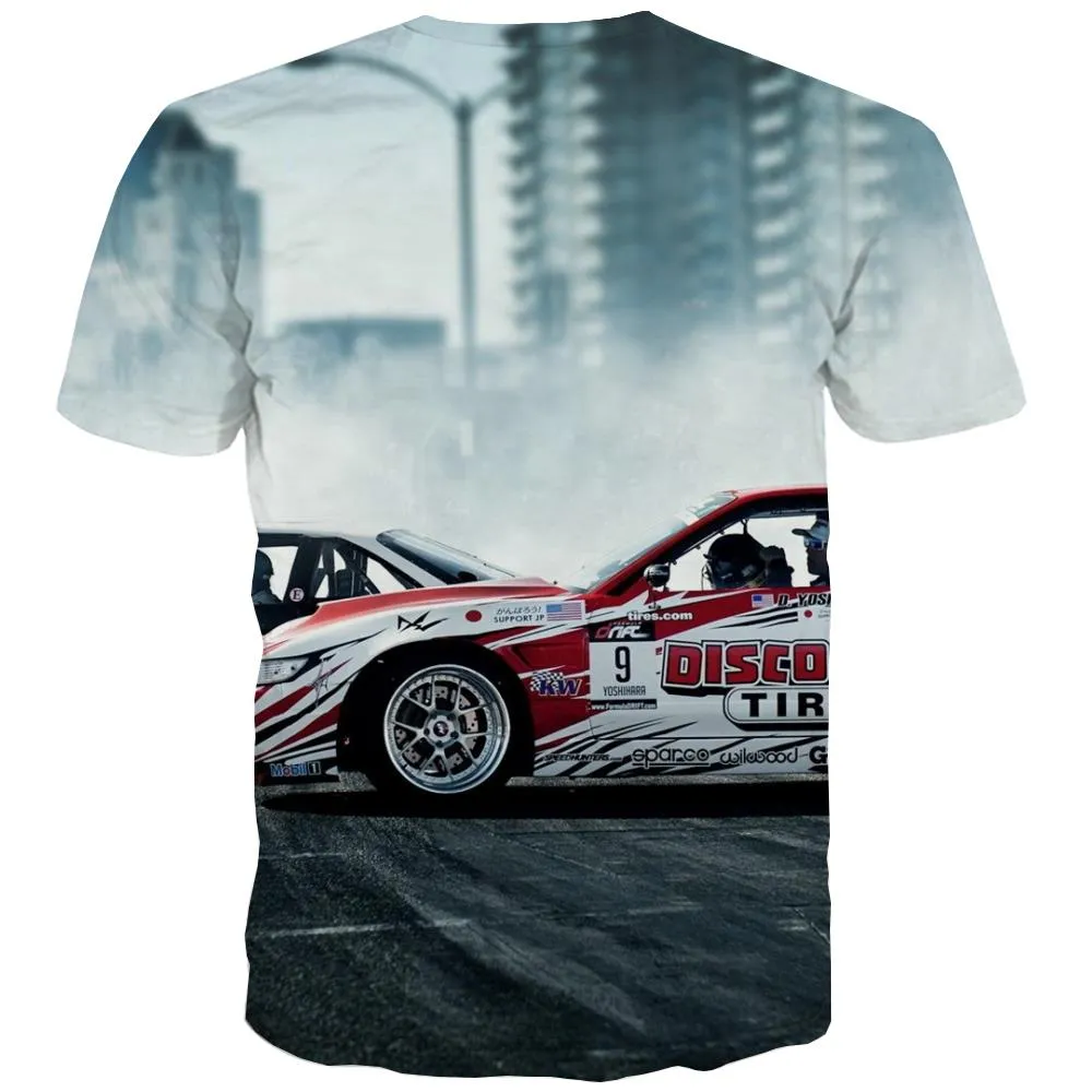 Racing Car T shirts Men Metal Tshirts Casual City T-shirts Graphic Gray Tshirts Novelty Retro T shirts Funny