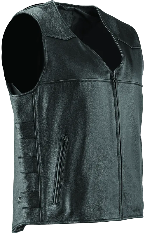 River Road Plains Leather Vest Black - Small