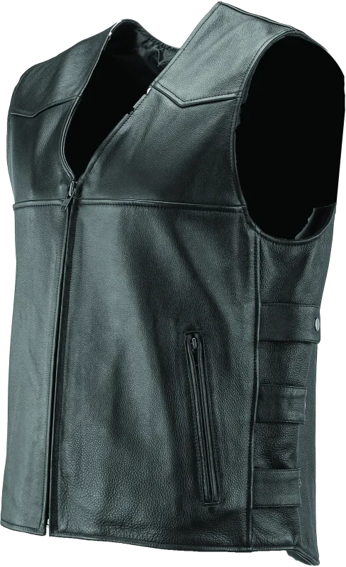 River Road Plains Leather Vest Black - Small