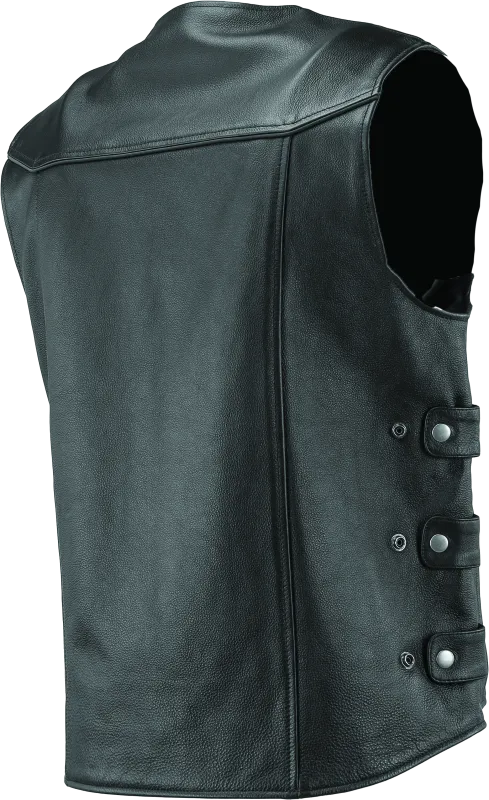 River Road Plains Leather Vest Black - Small