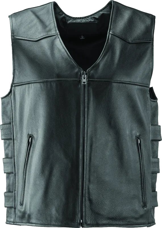 River Road Plains Leather Vest Black - Small