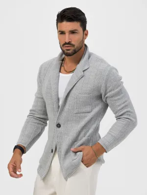 TAKAO KNITTED BLAZER IN LIGHT GREY