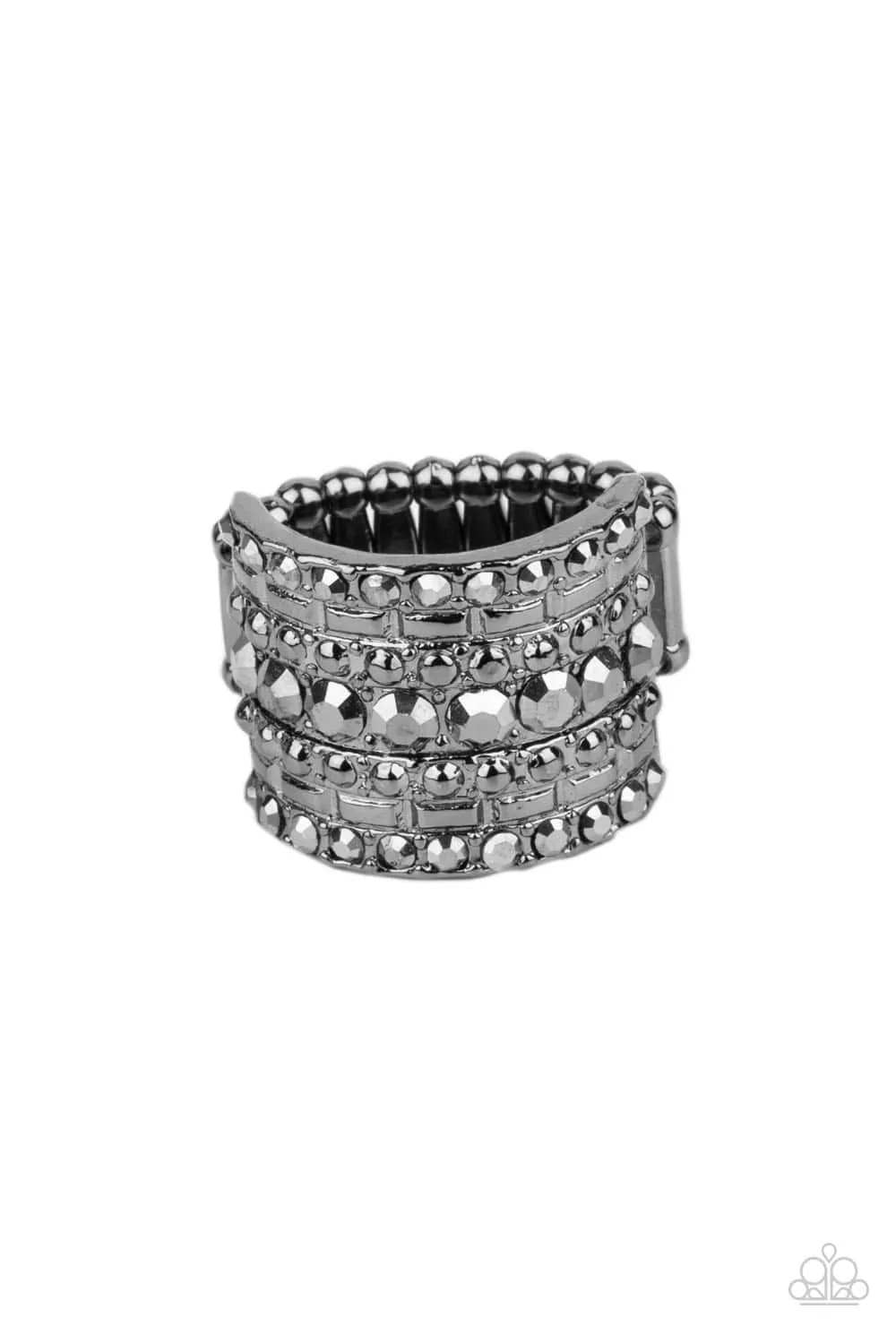 Target Locked - Black Gray Metal Ring