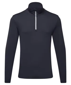 TriDri® recycled long sleeve brushed back  zip top | French Navy/White