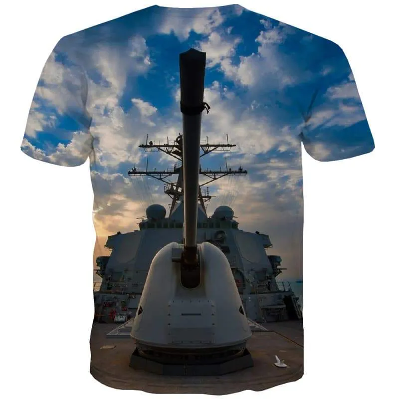 War T shirts Men Military Shirt Print Cloud Tshirts Casual Landscape T shirts Funny