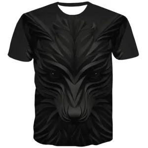 Wolf T shirts Men Animal T-shirts 3d Black Tshirts Casual Geometric T-shirts Graphic Harajuku Tshirts Cool Short Sleeve Hip hop