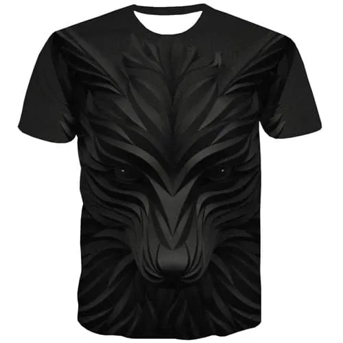 Wolf T shirts Men Animal T-shirts 3d Black Tshirts Casual Geometric T-shirts Graphic Harajuku Tshirts Cool Short Sleeve Hip hop