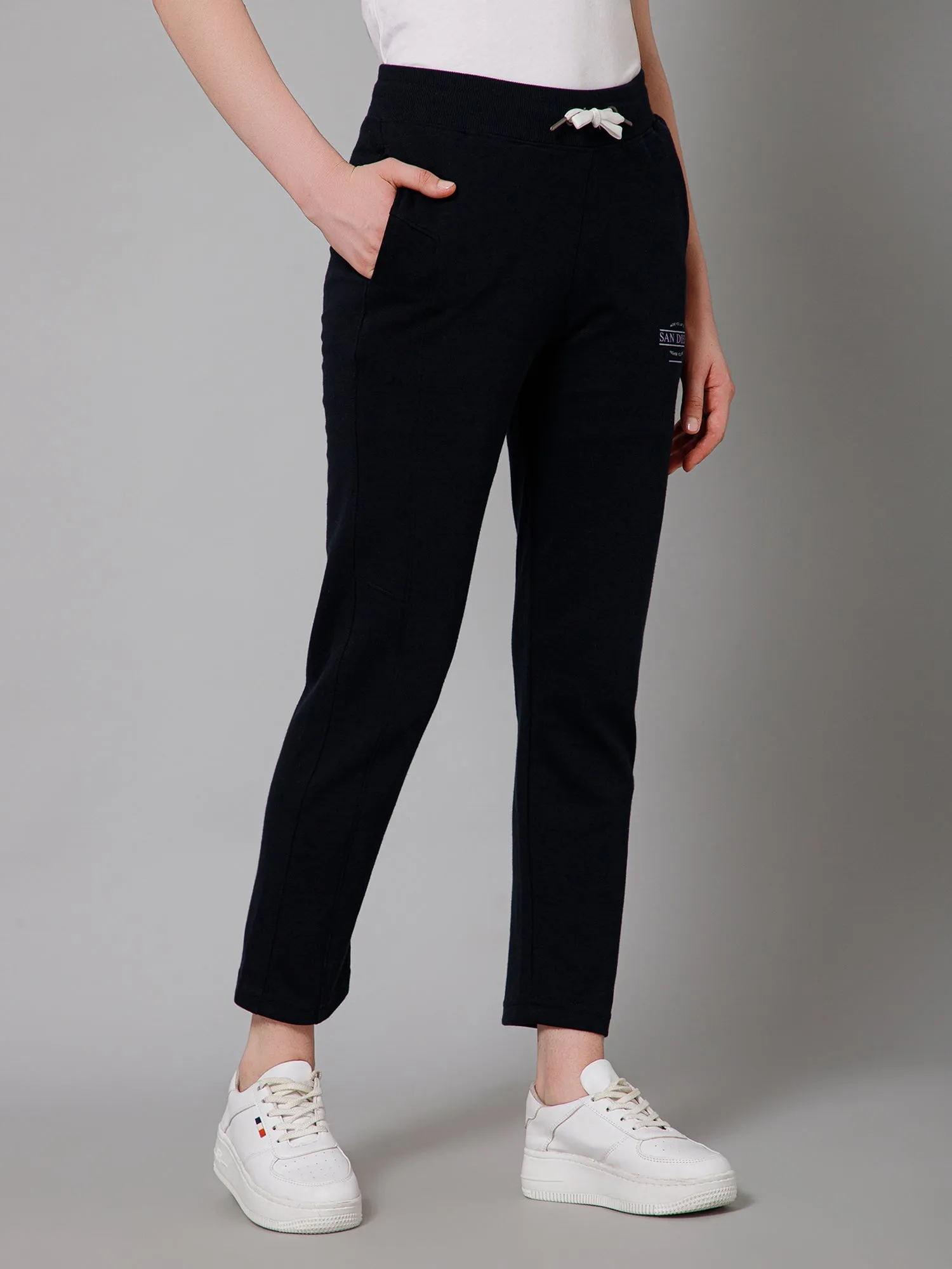 Women's Casual  Navy Ankle length Mid rise Track Pants