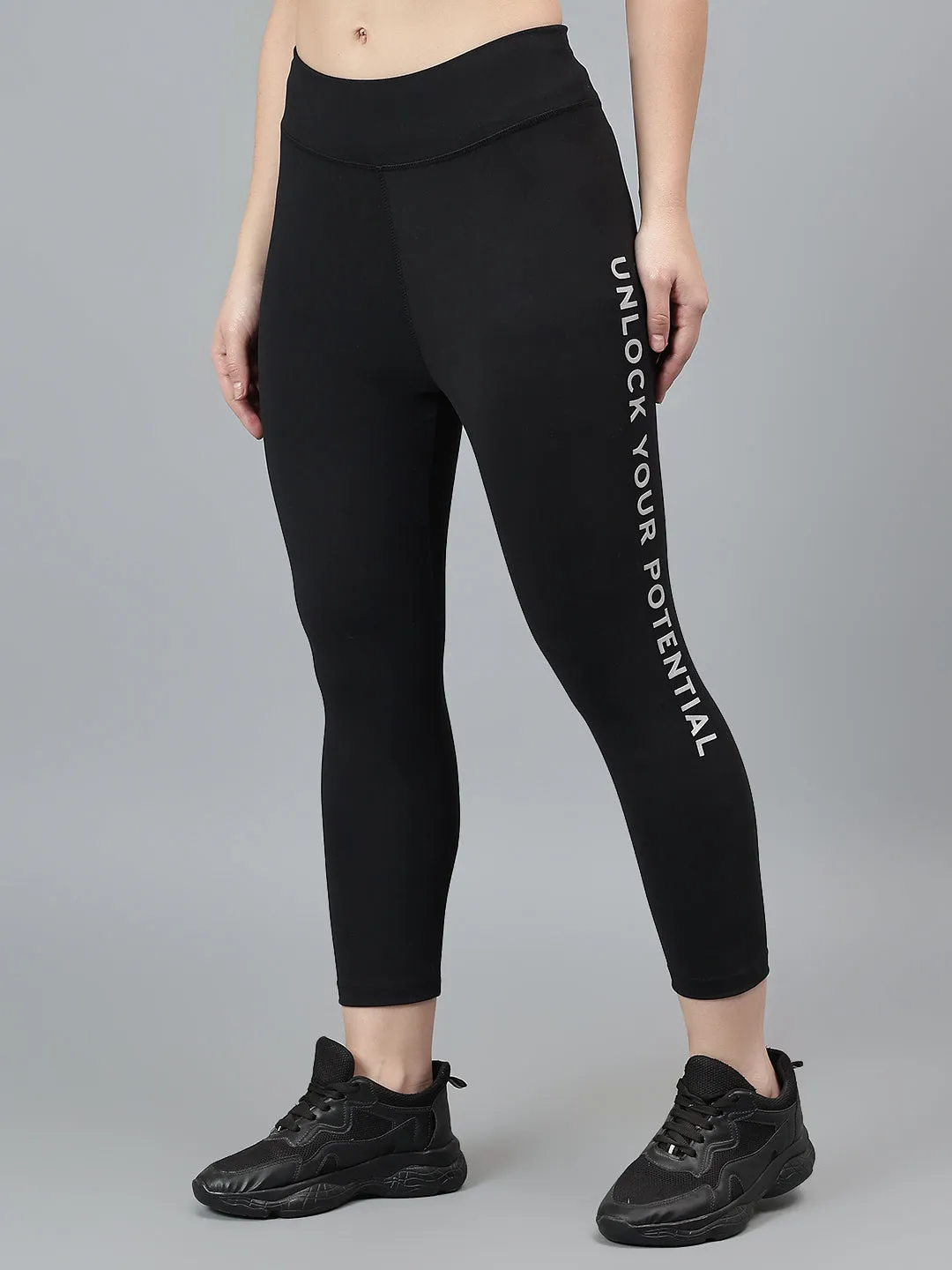 Women's Casual Solid Black Mid Rise Track Pants