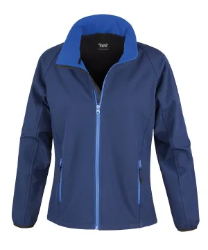 Womens Core printable softshell jacket | Navy/Royal