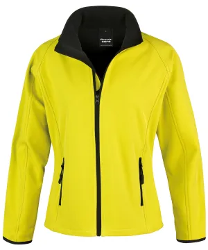 Womens Core printable softshell jacket | Yellow/Black