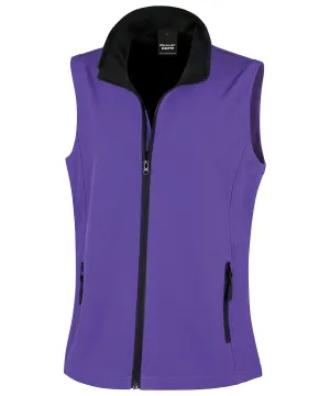 Womens printable softshell bodywarmer | Purple/Black