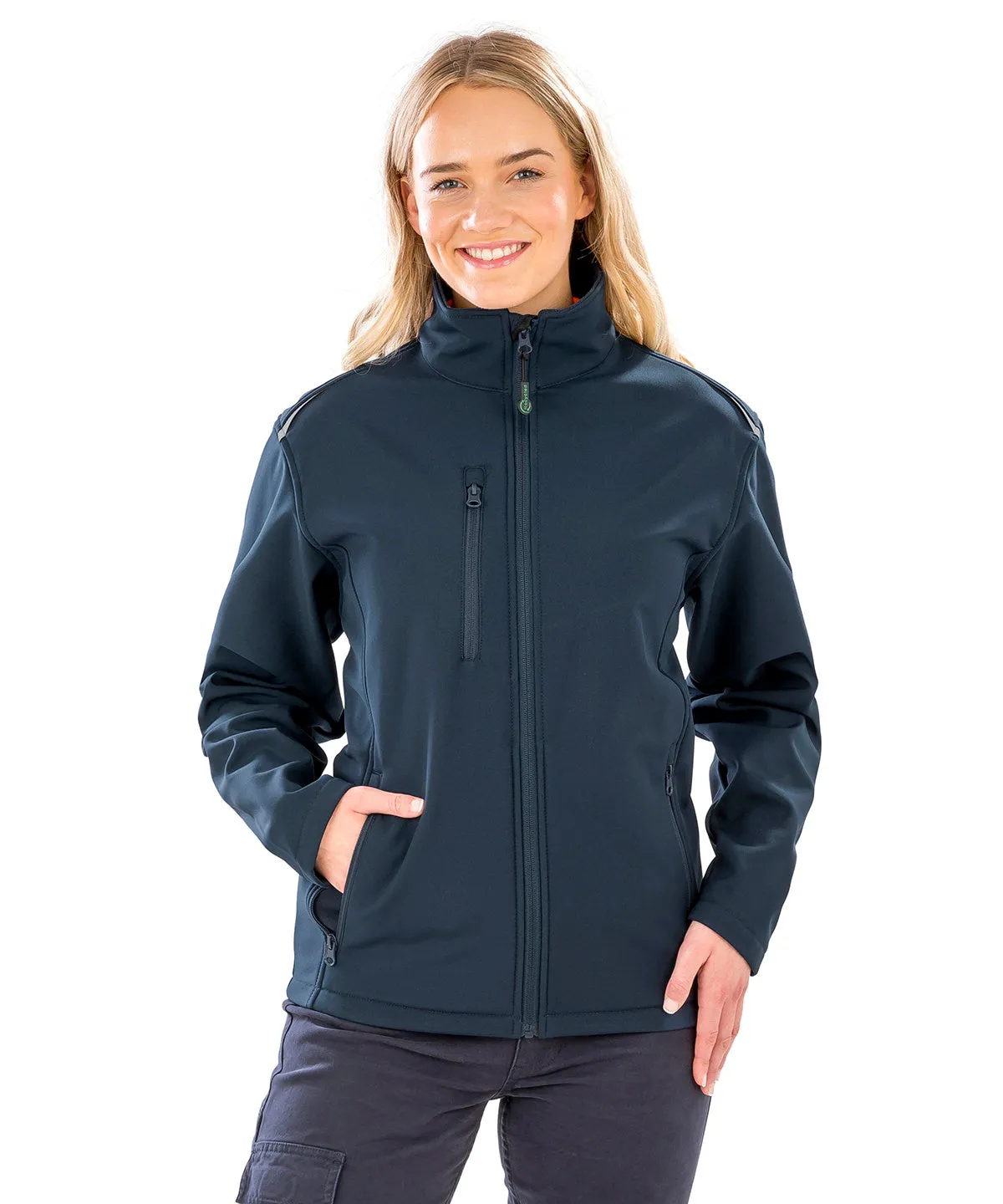 Womens recycled 3-layer printable softshell jacket | Black