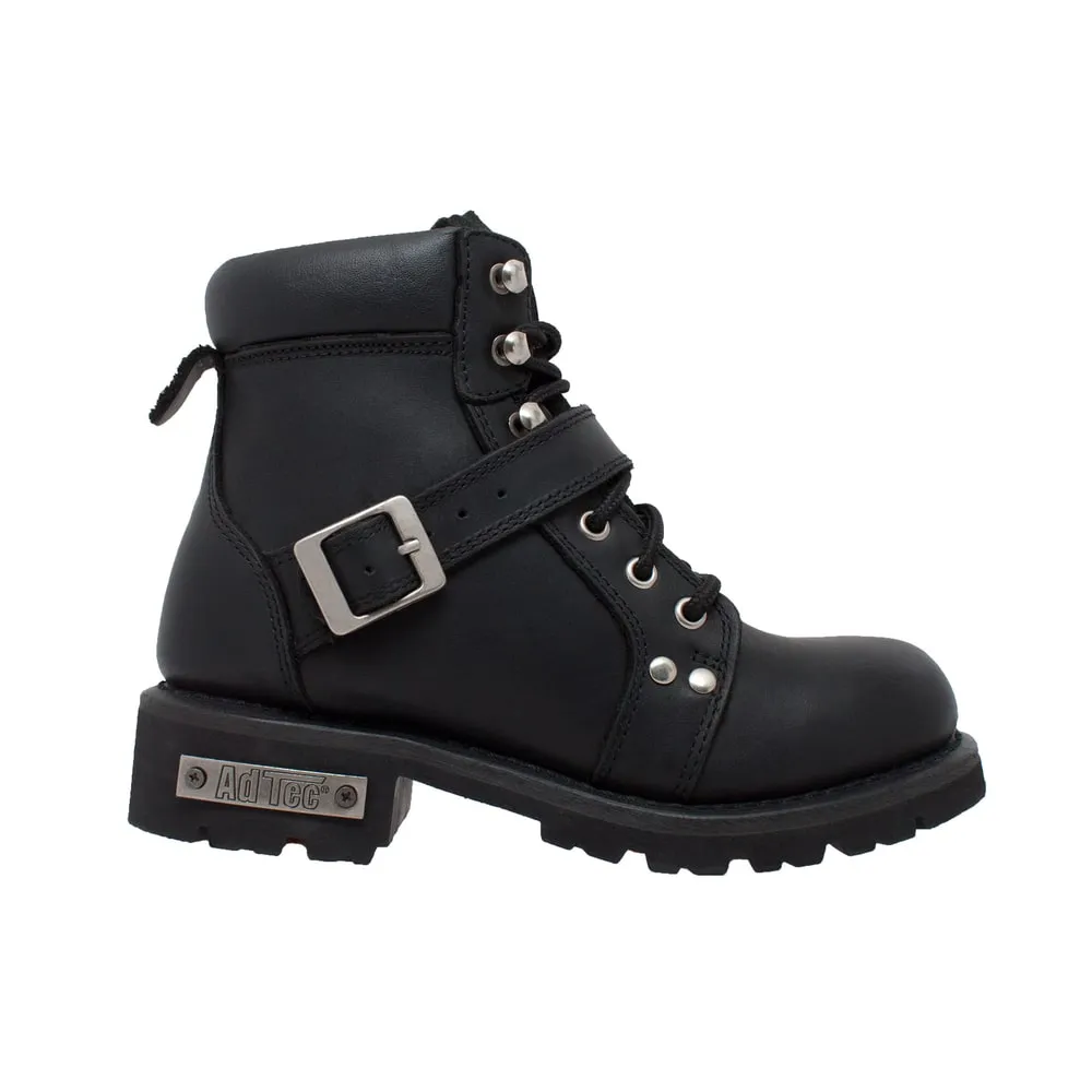 Women's YKK Zipper Black Biker Boots