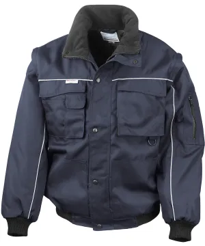 Work-Guard zip sleeve heavy-duty pilot jacket | Navy/Navy